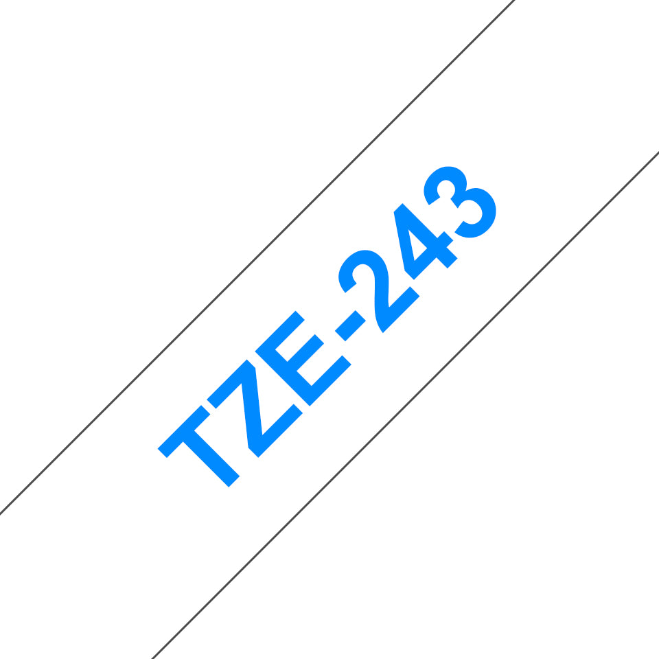 Cinta Brother TZ-243 Laminada Azul Sobre Blanco 18mmx8m PT300/310B/330/530