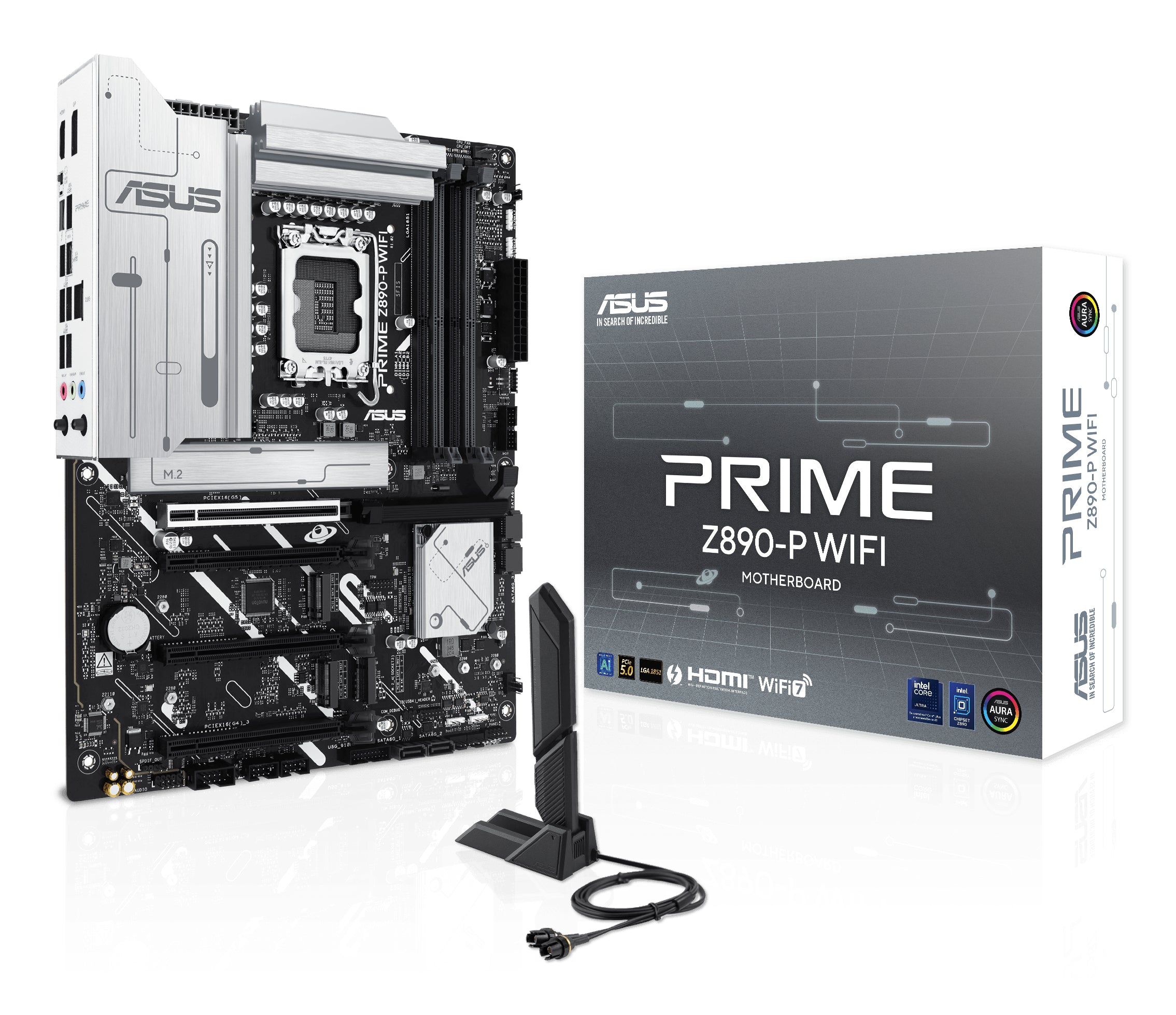 Tarjeta Madre Asus PRIME Z890-P WIFI 4xDDR5 256GB 8666Mhz M.2 PCIe 5.0 HDMI DP TB Socket 1851 Core Ultra ATX Wi-Fi 7