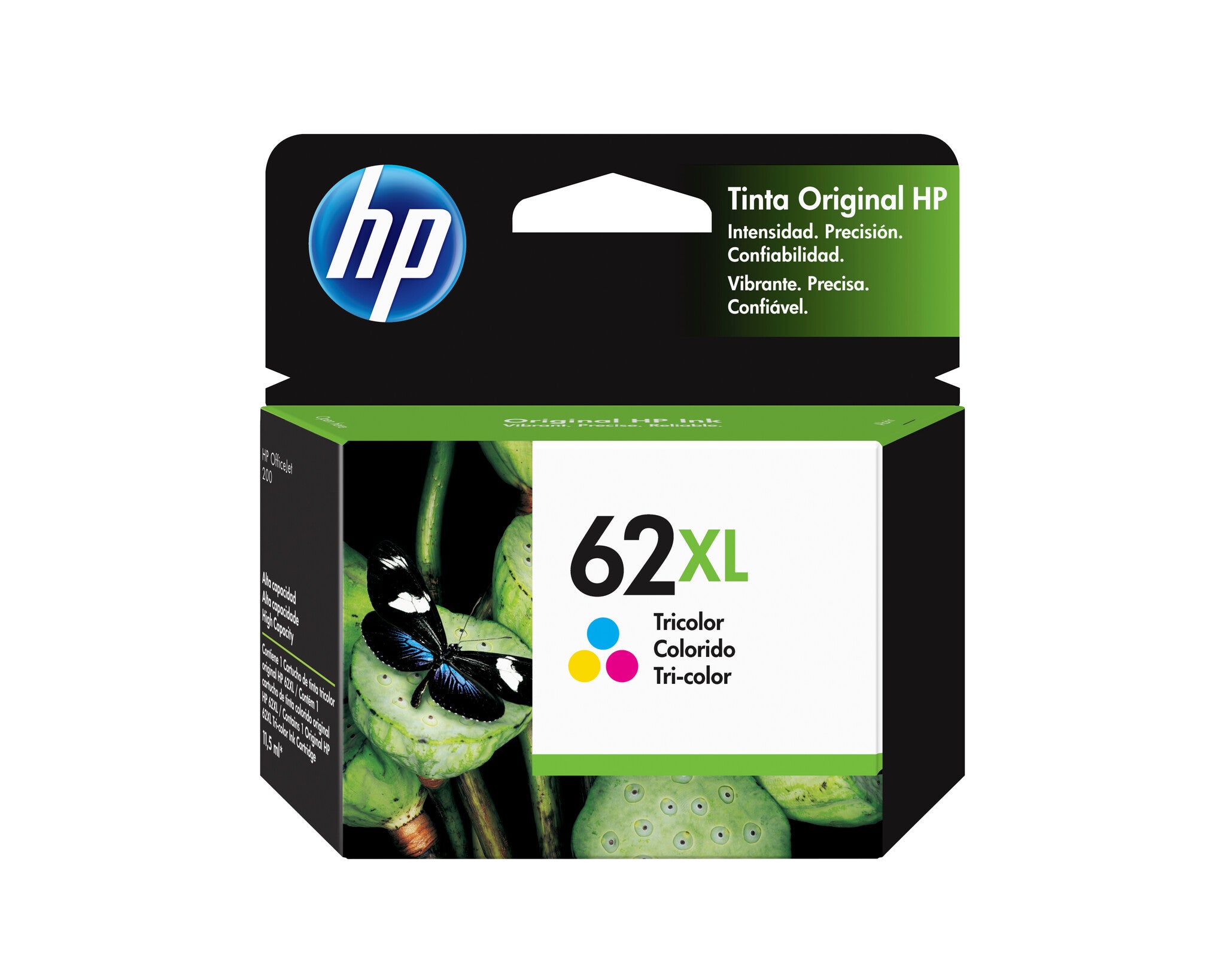 HP Cartucho original de tinta de alta capacidad 62XL tricolor