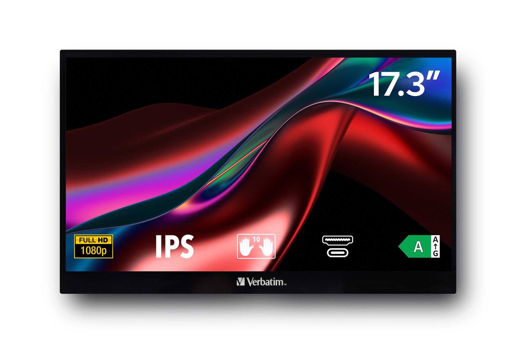 Verbatim 49593 monitor de computadora 43.9 cm (17.3") 1920 x 1080 Pixeles Full HD LCD Pantalla táctil Negro