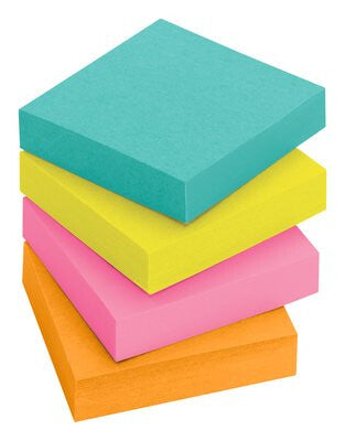 Post-It Super Sticky Notes, 2 in. x 2 in., Miami Collection, 8 Pads/Pack, 90 Sheets/Pad nota autoadhesiva Azul, Verde, Naranja, Rosa 90 hojas Autoadhesivo