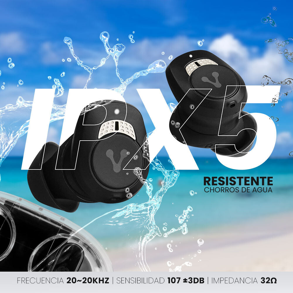 Vorago ESB-600-ANC audífono y auriculare Auriculares True Wireless Stereo (TWS) Intra auditivo Llamadas/Música/Deportes/Diario Bluetooth Negro