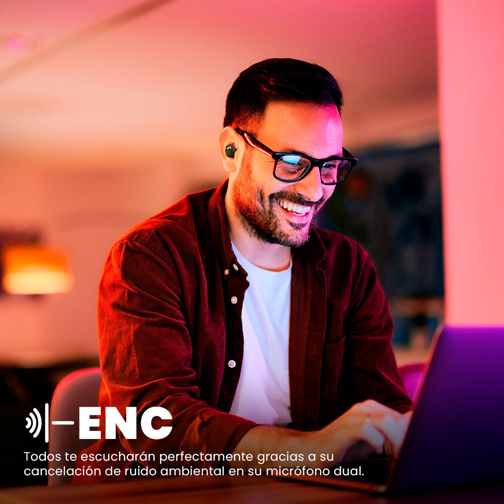 Vorago ESB-600-ANC audífono y auriculare Auriculares True Wireless Stereo (TWS) Intra auditivo Llamadas/Música/Deportes/Diario Bluetooth Negro