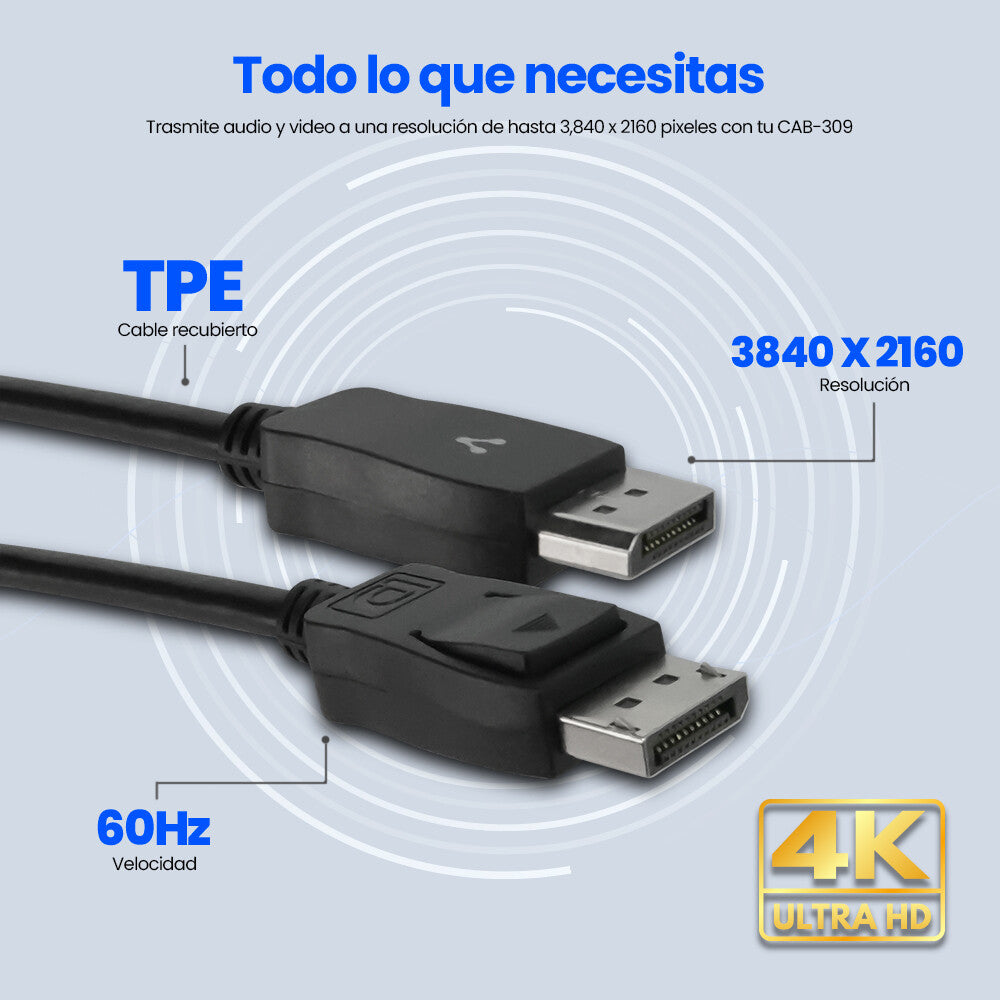 Vorago CAB-309 cable DisplayPort 2 m Negro