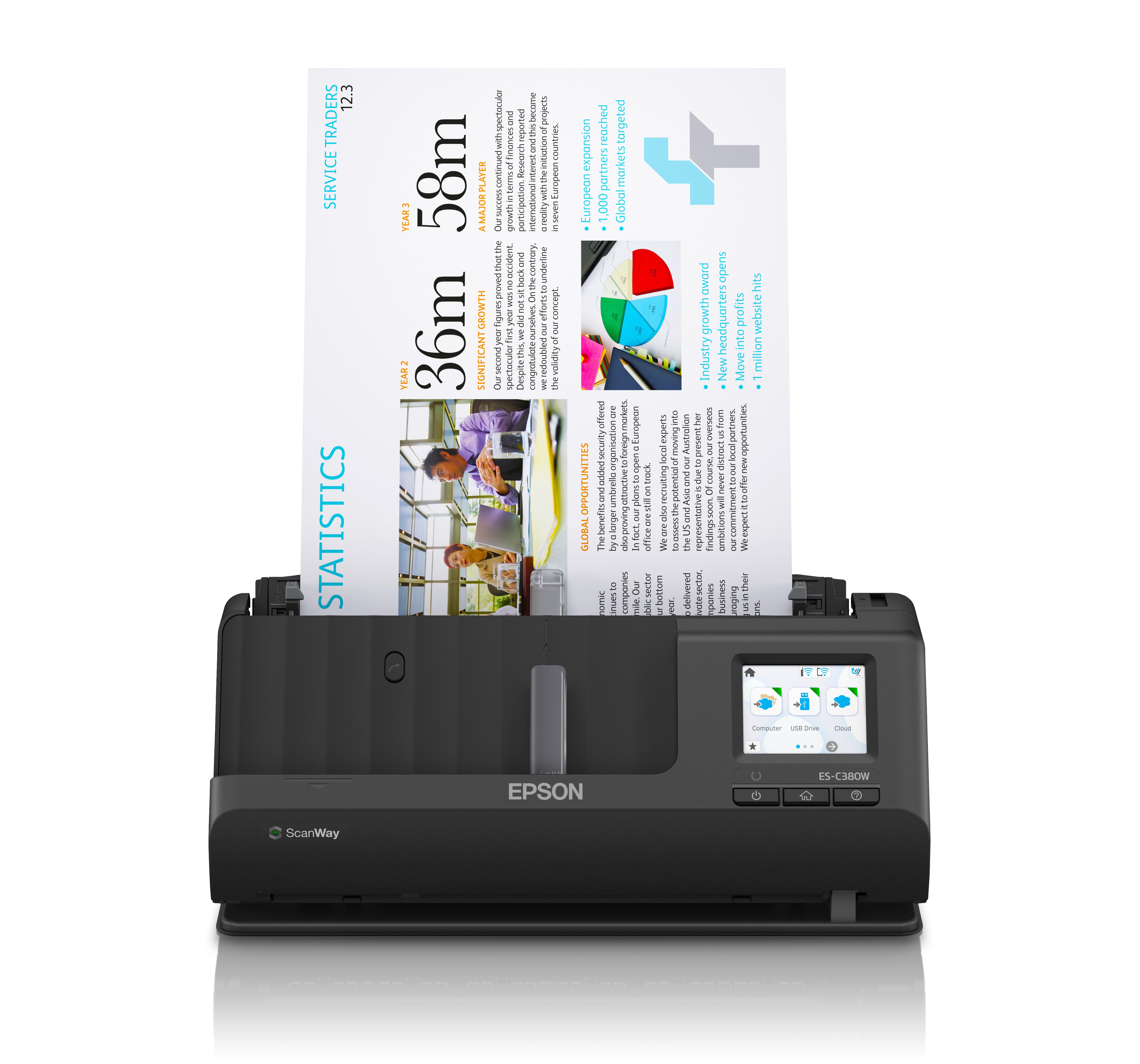 Escaner Epson Inalambrico de Documentos WorkForce ES-C380W con Pantalla Tactil