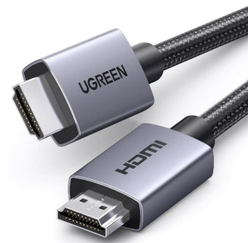 Cable HDMI 2.0 de Nylon Trenzado | 1 m | 4K@60Hz | ARC | Dolby ATMOS | True HD | DTS HD | HDR | 3D Inversivo  | 3 modos de Visualización | 3 Capas de Protección + 4 de Blindaje | Niquelado | Carcasa de Aluminio.