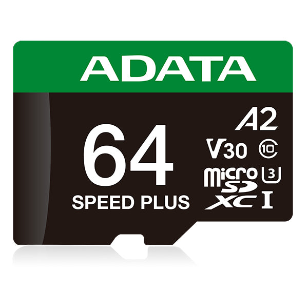 MEMORIA ADATA MICROSDXC SPEED PLUS 64GB CL10 CON ADAPTADOR UD64GUI3V30A2SP-RA1