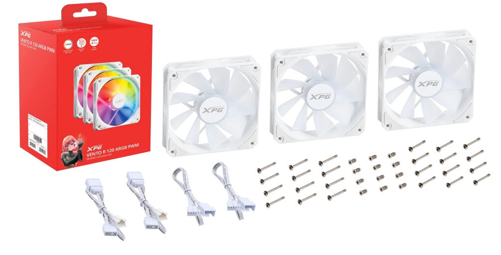 XPG VENTO R 120 ARGB PWM Gabinete de la computadora Ventilador 12 cm Blanco 1 pieza(s)