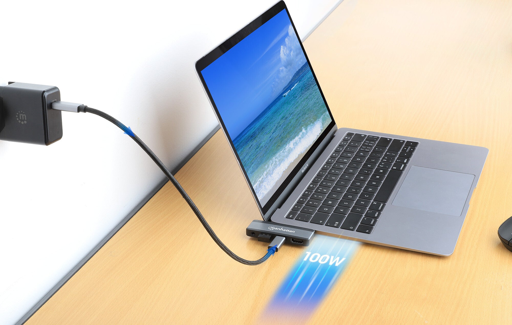 Manhattan 190404 base para laptop o replicador de puertos Alámbrico USB 3.2 Gen 2 (3.1 Gen 2) Type-C Gris