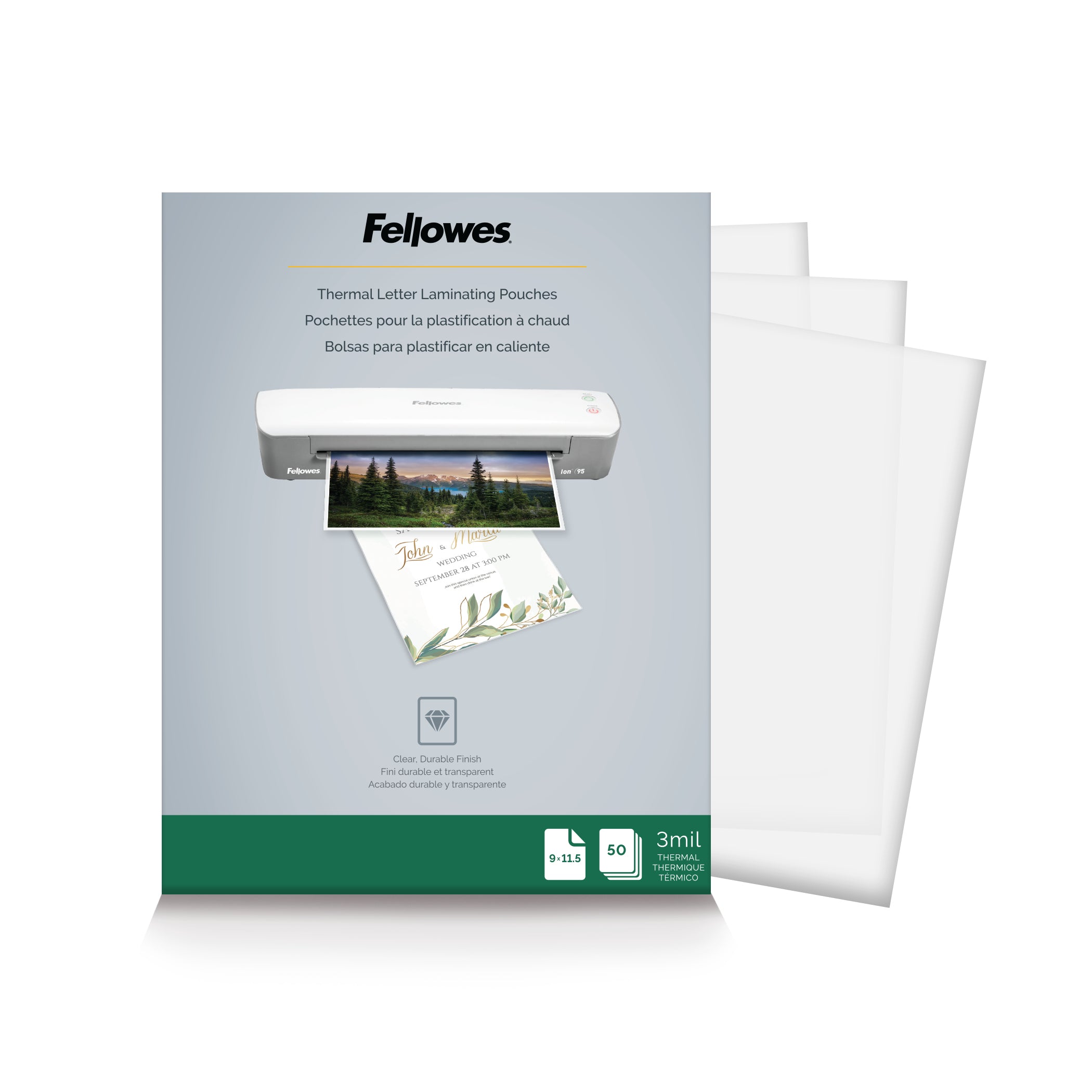 Fellowes Thermal Laminating Pouches, Letter Size, 3 mil, 50-count