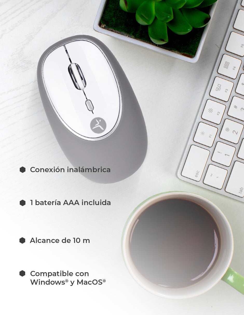 TechZone Jelly-Mate Grey ratón Universal Ambidiestro RF inalámbrico Óptico 1200 DPI