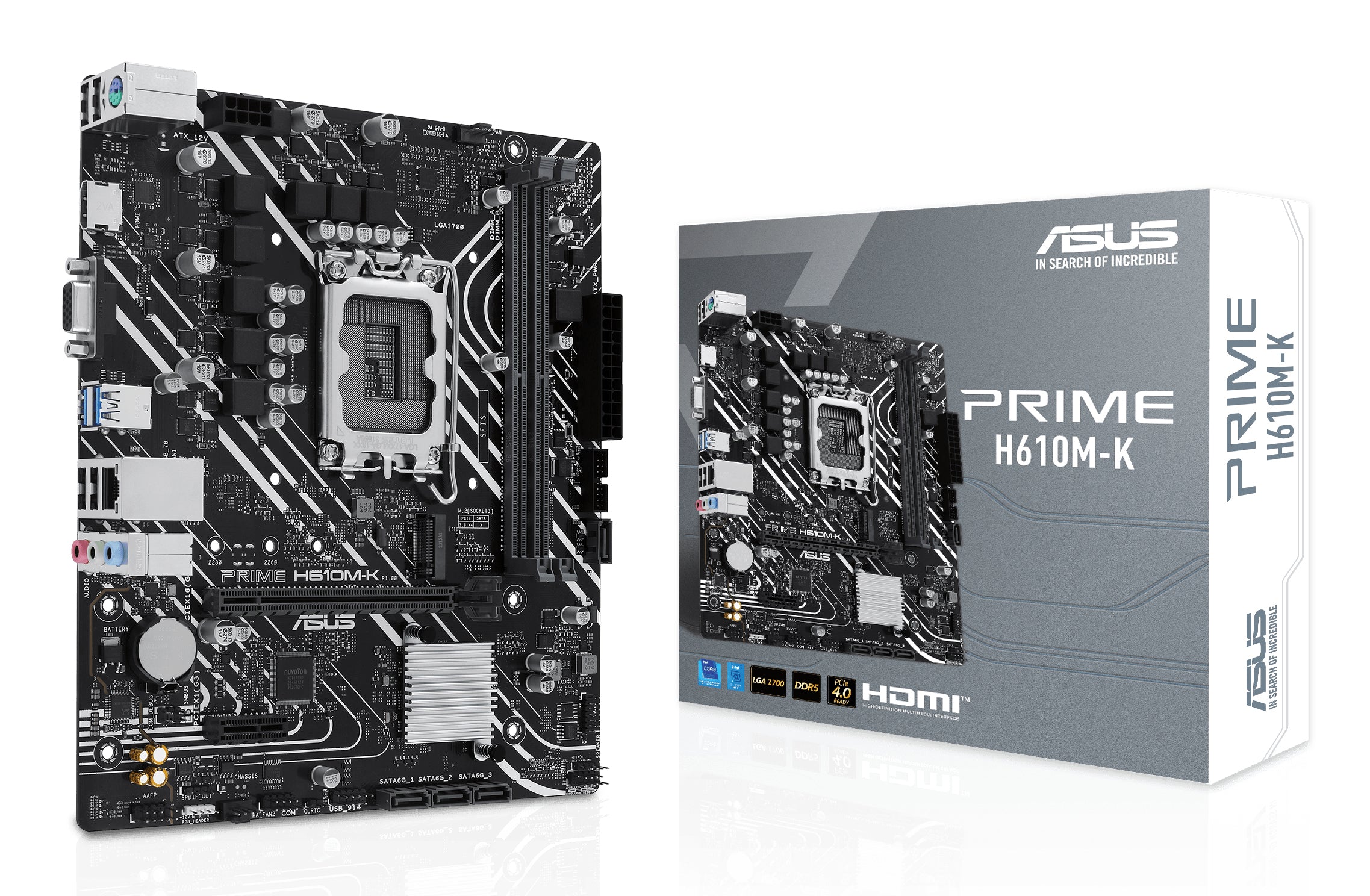 MB ASUS H610 INTEL S-1700 14A GEN/2X DDR5 5600/HDMI/D-SUB/M.2/2X USB3.2/MICRO ATX/GAMA BASICA