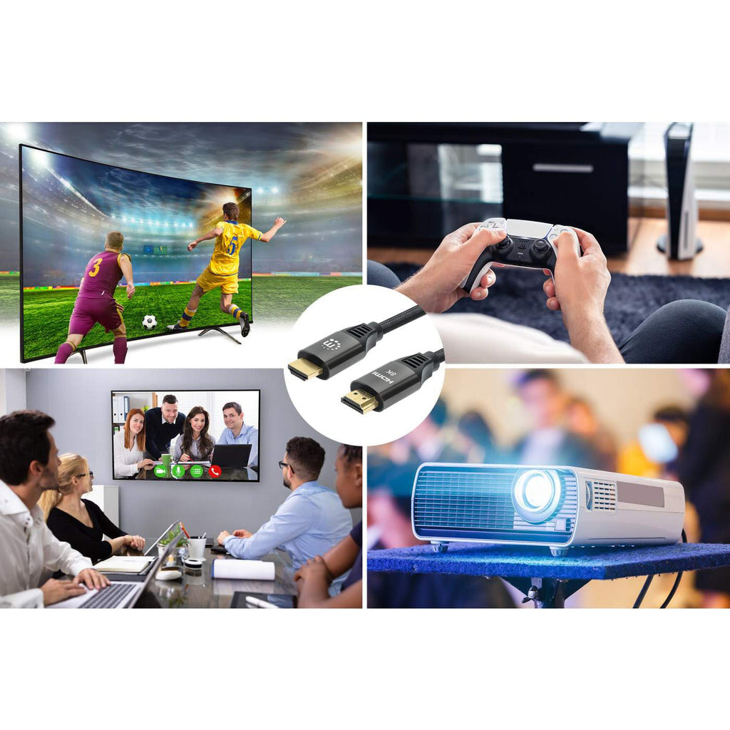 Manhattan Cable HDMI Certificado de Ultra Alta Velocidad, 8K a 60 Hz o 4K a 120 Hz, con Ethernet