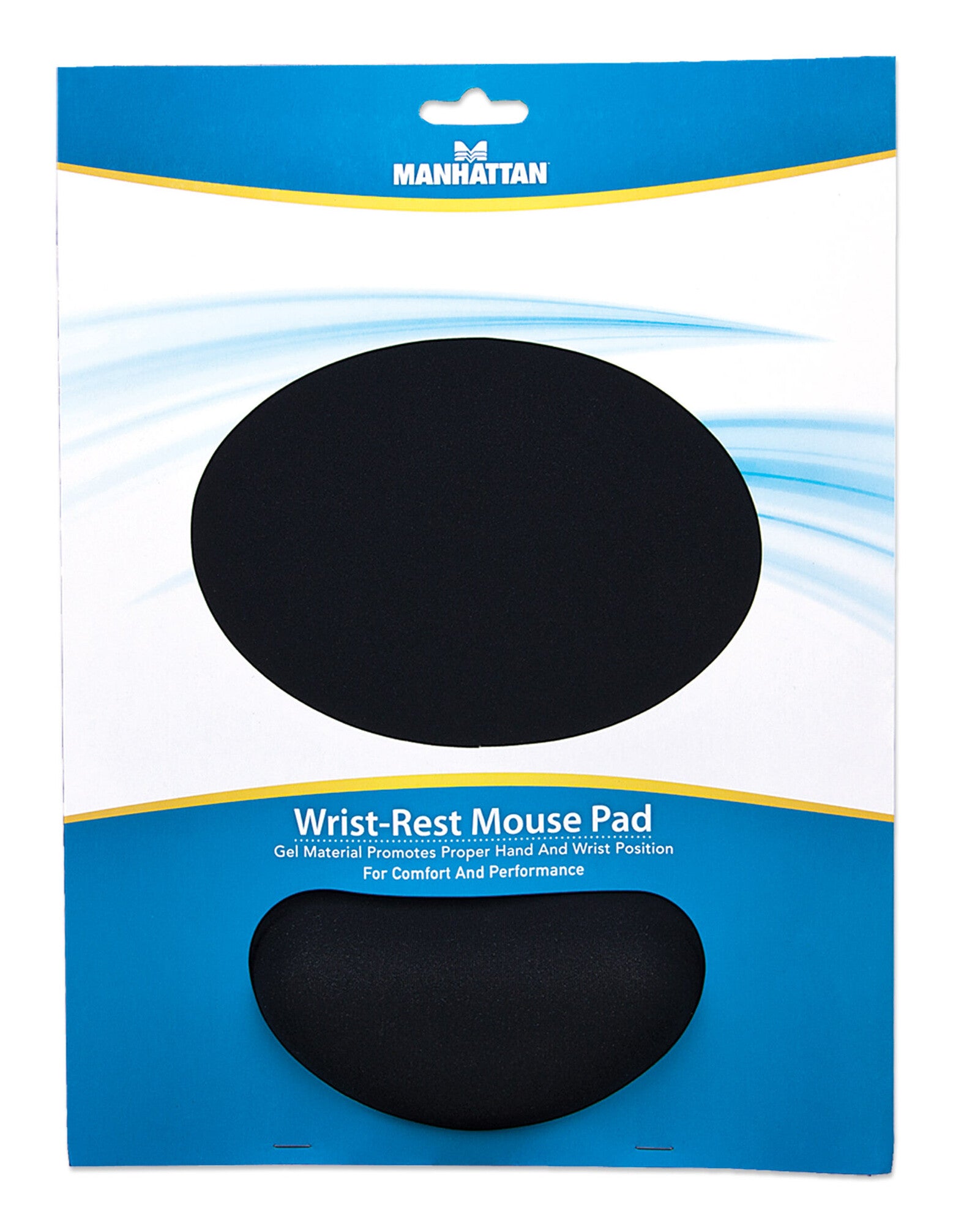 Manhattan Mouse Pad con Descansa Muñecas El material de gel promueve la posición adecuada de la mano y la muñeca, negro