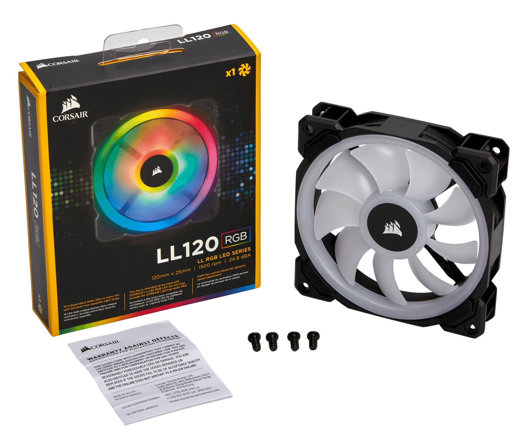 Corsair LL120 RGB Gabinete de la computadora Ventilador 12 cm Negro, Blanco