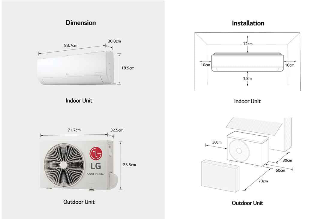 LG VX242C3 sistema de aire acondicionado dividido Unidad interior de aire acondicionado Blanco