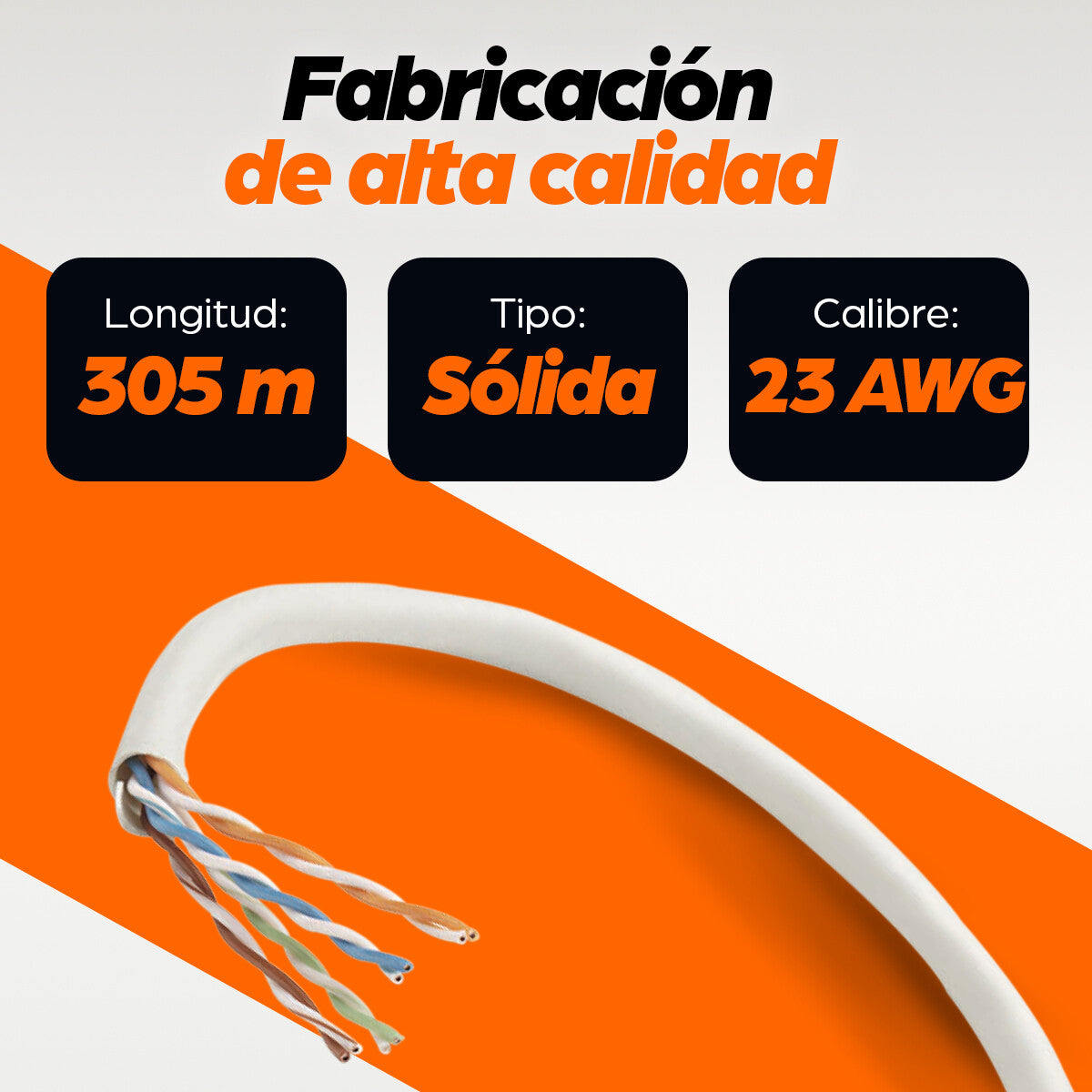 Intellinet BOBINA CABLE UTP DE RED CAT6 CCA ROLLO 305M SOLIDA GRIS, PyME