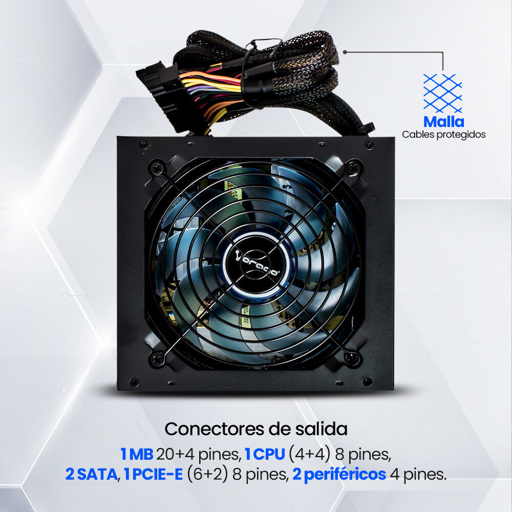 Vorago PSU-200 unidad de fuente de alimentación 600 W 20+4 pin ATX ATX Negro
