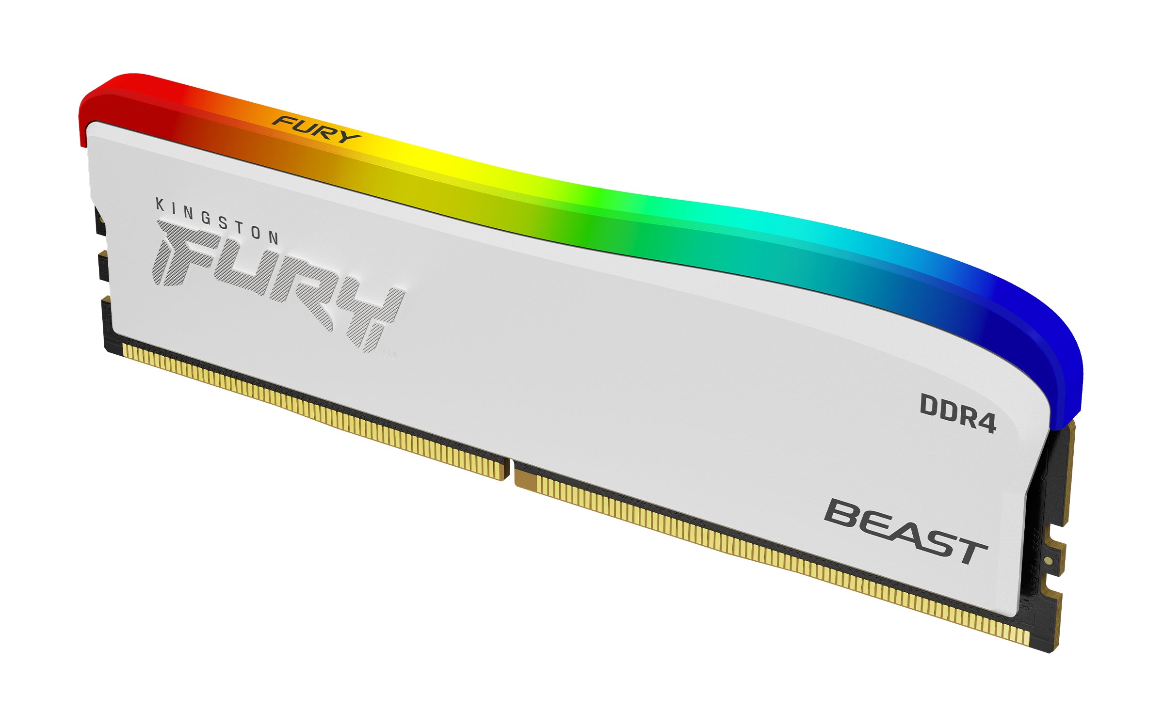 MEMORIA RAM KINGSTON DIMM DDR4 8GB 3200MT/S FURY BEAST WHITE XMP RGB CL16 288PIN 1.35V C/DISIPADOR DE CALOR P/PC/GAMER/ALTO RENDIMIENTO (KF432C16BWA/8)