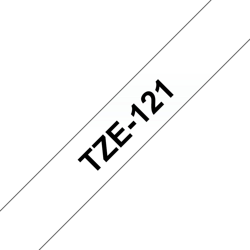 Cinta Brother TZ-121 Laminada Negro sobre Transparente 9mmx8m PT 300/310B/330