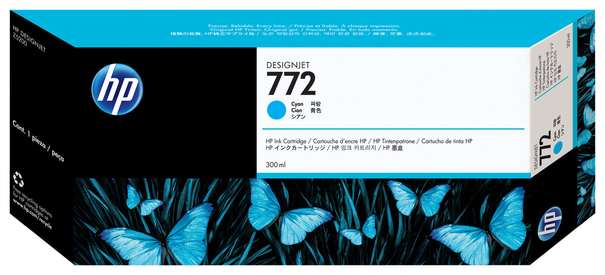 HP Cartucho de tinta 772 DesignJet cian de 300 ml