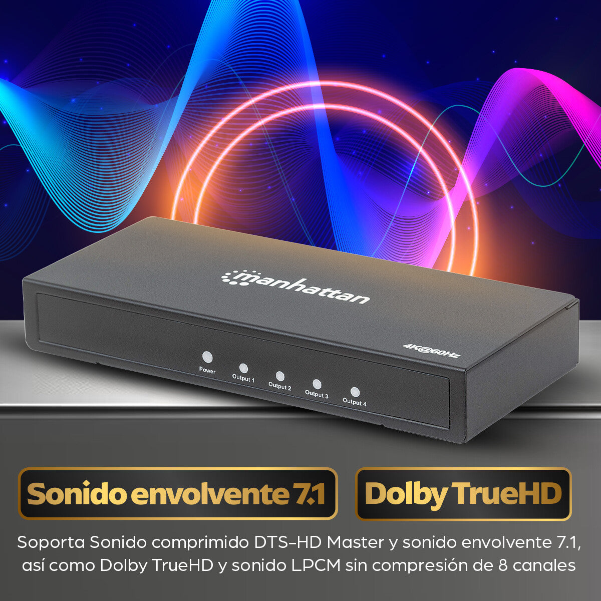 Manhattan Video Splitter HDMI 4K de 4 puertos