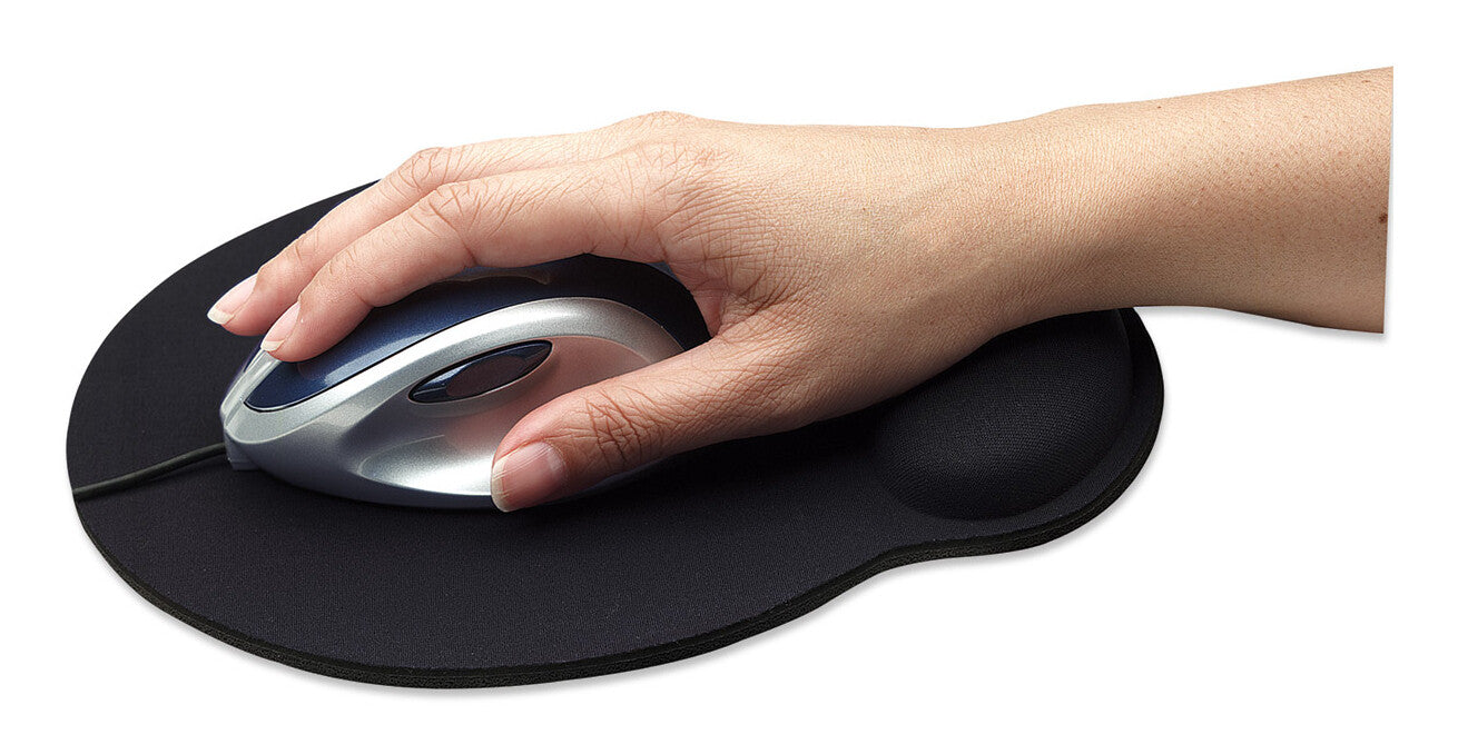 Manhattan Mouse Pad con Descansa Muñecas El material de gel promueve la posición adecuada de la mano y la muñeca, negro