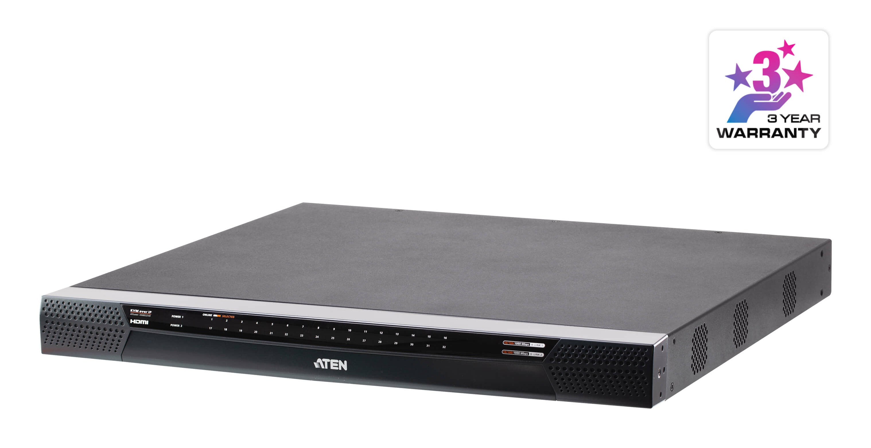 Conmutador KVM sobre IP de 32 puertos con múltiples interfaces y acceso compartido 1 local/8 remoto