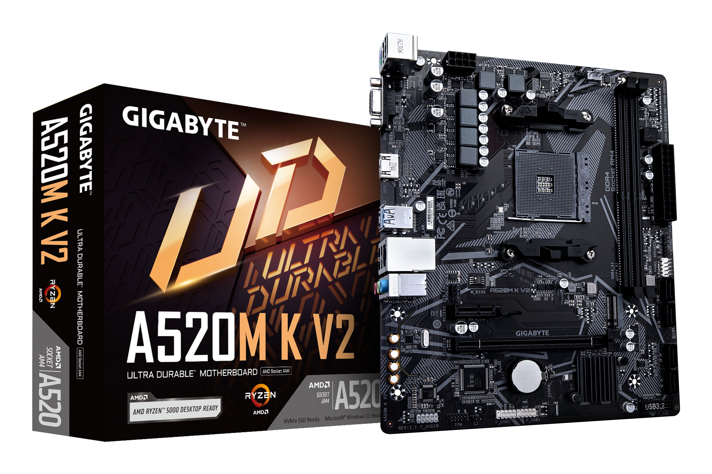 Motherboard Gigabyte UD A520M K V2 2xDDR4 64GB 5100Mhz HDMI D-Sub PCIe 3.0 M.2 S AM4 Ryzen mATX