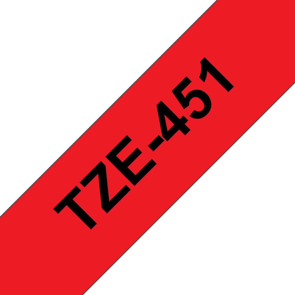 Cinta Brother TZE451 Laminada Texto Negro Sobre Fondo Rojo 24mmx8m