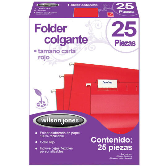 Acco P3639 archivador colgante Cartón Rojo 25 pieza(s)