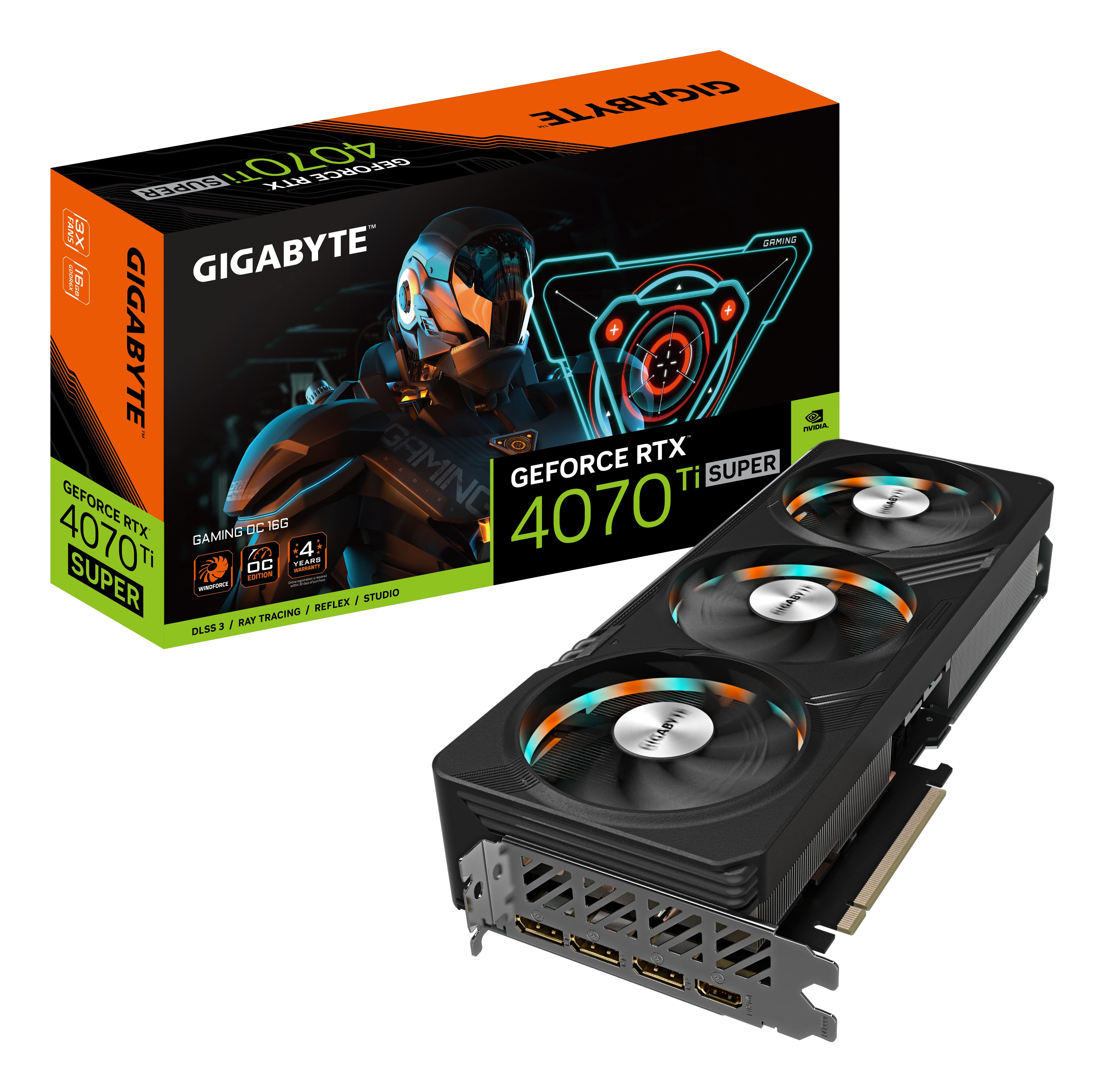 TARJETA DE VIDEO GIGABYTE NVIDIA RTX 4070 TI SUPER / 16GB / GDDR6X / PCI-E 4.0 / HDMI 2.1 / DP X3 / ALTA GAMA GAMER