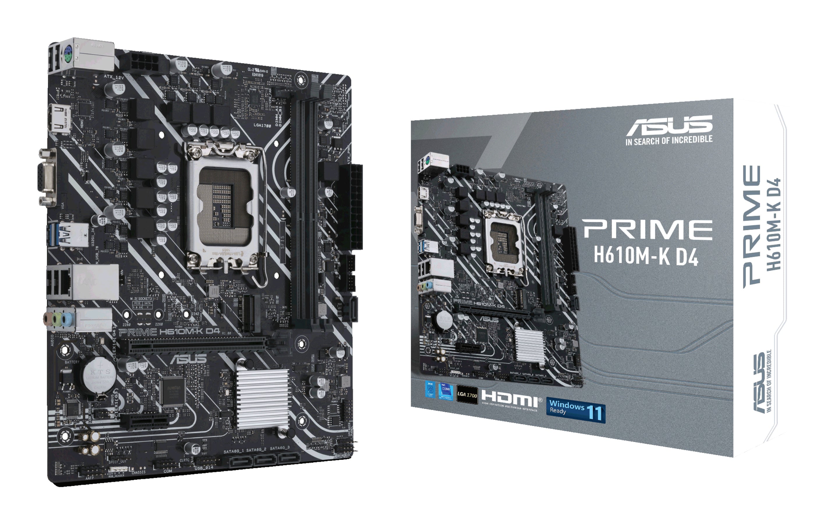 Tarjeta Madre Asus PRIME H610M-K D4 2xDDR4 64GB 3200Mhz PCIe 4.0 M.2 1xHDMI 1xD-Sub S 1700 12th 13th Gen mATX