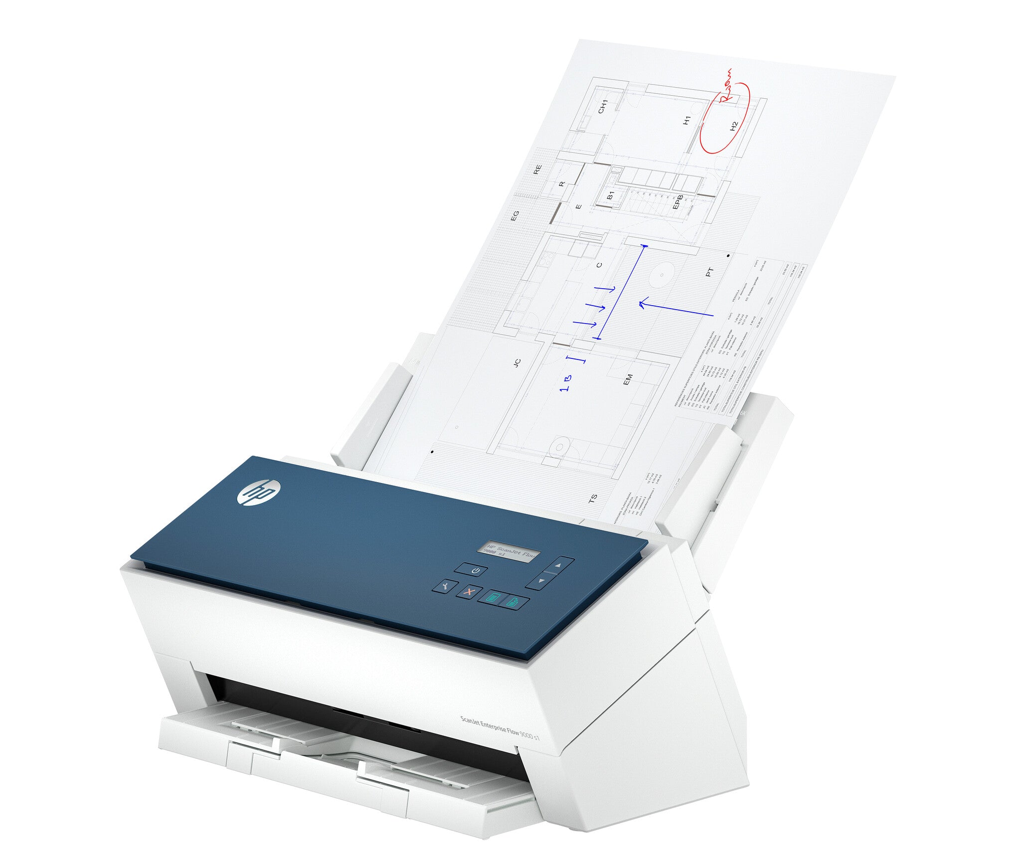 HP ScanJet Enterprise Flow 9000 s1 Escáner alimentado con hojas 600 x 600 DPI A3 Azul, Blanco