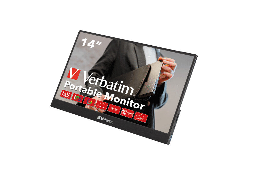 Verbatim 49590 monitor de computadora 35.6 cm (14") 1920 x 1080 Pixeles Full HD LCD Negro
