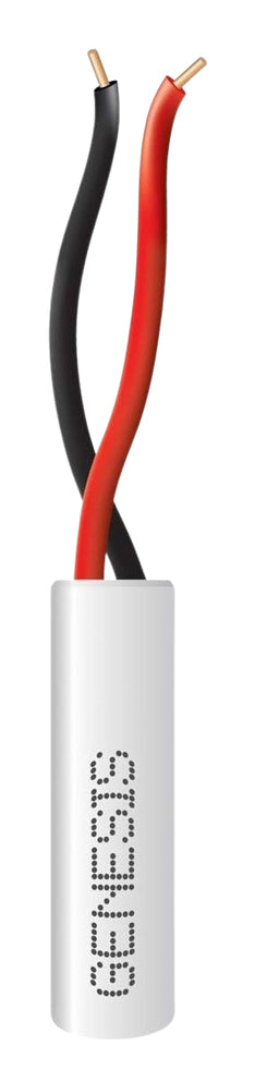 Bobina de 305 Metros (1000 Pies) / Alambre de Cobre 2 x 22 AWG / Tipo Alarmas CMR-CL3R / Riser / Color Blanco / Para Aplicaciones de Alarmas de Intrusión / Automatización
