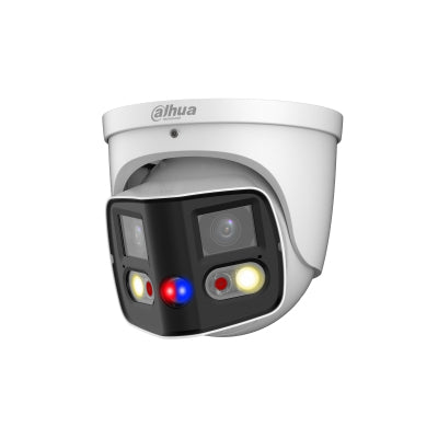 CAMARA IP/ DAHUA/ IPC-PDW3849-A180-AS-PV/ WIZSENSE EYEBALL CON MULTIVISION EN DOS SENSORES DE 4MP, OFRECIENDO UN ANGULO DE 180°. CON IR DE 25 M, LED DE 20 M, DISUASION ACTIVA, EPTZ, MICROFONO, ALTAVO