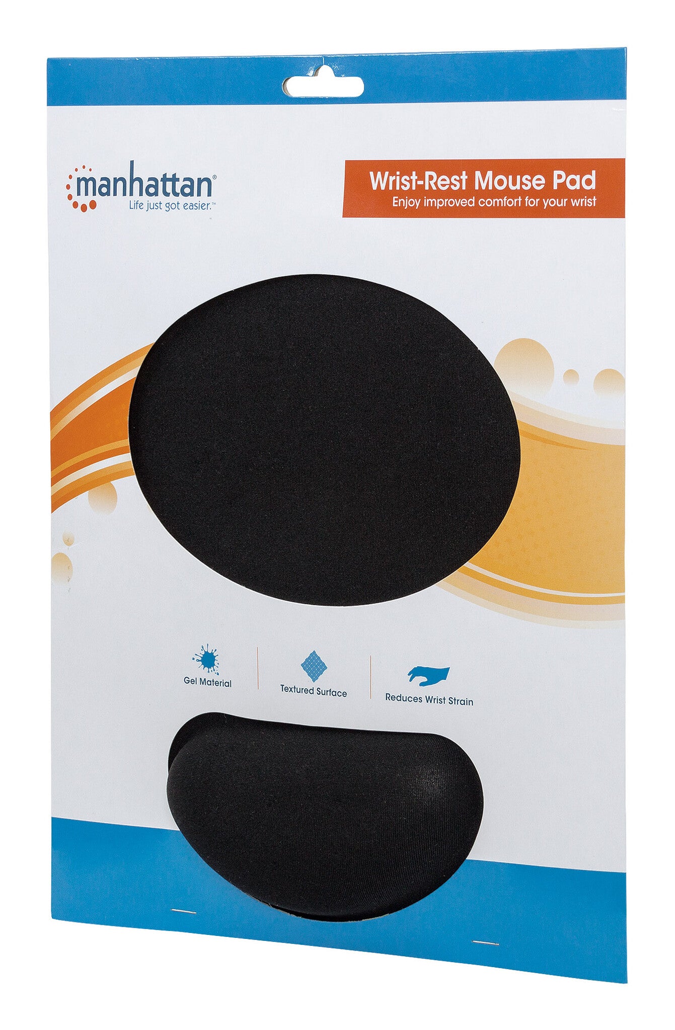 Manhattan Mouse Pad con Descansa Muñecas El material de gel promueve la posición adecuada de la mano y la muñeca, negro