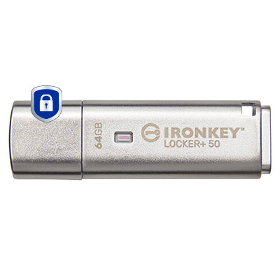 Kingston IronKey Locker+ 50 64GB USB Flash Drive with XTS-AES-USBtoCloud