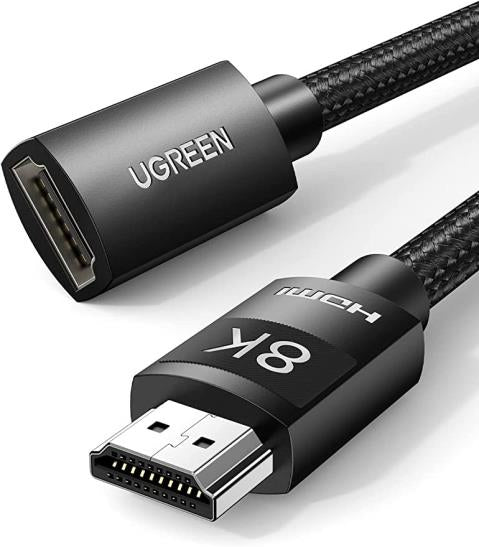 Cable de Extensión HDMI 8K | 1 Metro (3.28 Pies) | Macho a Hembra | HDMI 2.1 | 8K@60Hz | Núcleo de Cobre Puro 28AWG | Soporta la Conexión de Hasta 3 Metros (9.84 Pies) de Largo en HDMI 2.1