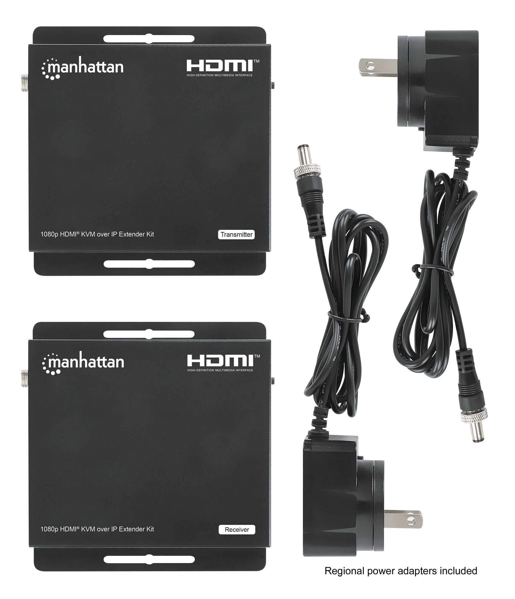 Manhattan 208413 extensor de audio/video Transmisor y receptor AV Negro