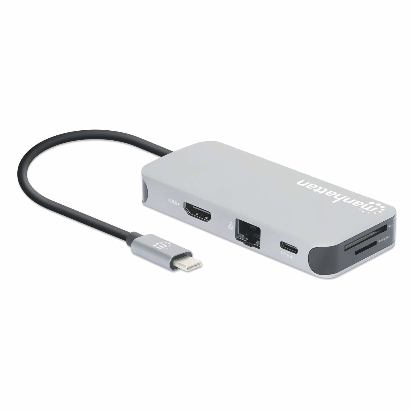 Manhattan Docking Station para conexión USB-C 8 en 1 con entrega de energía