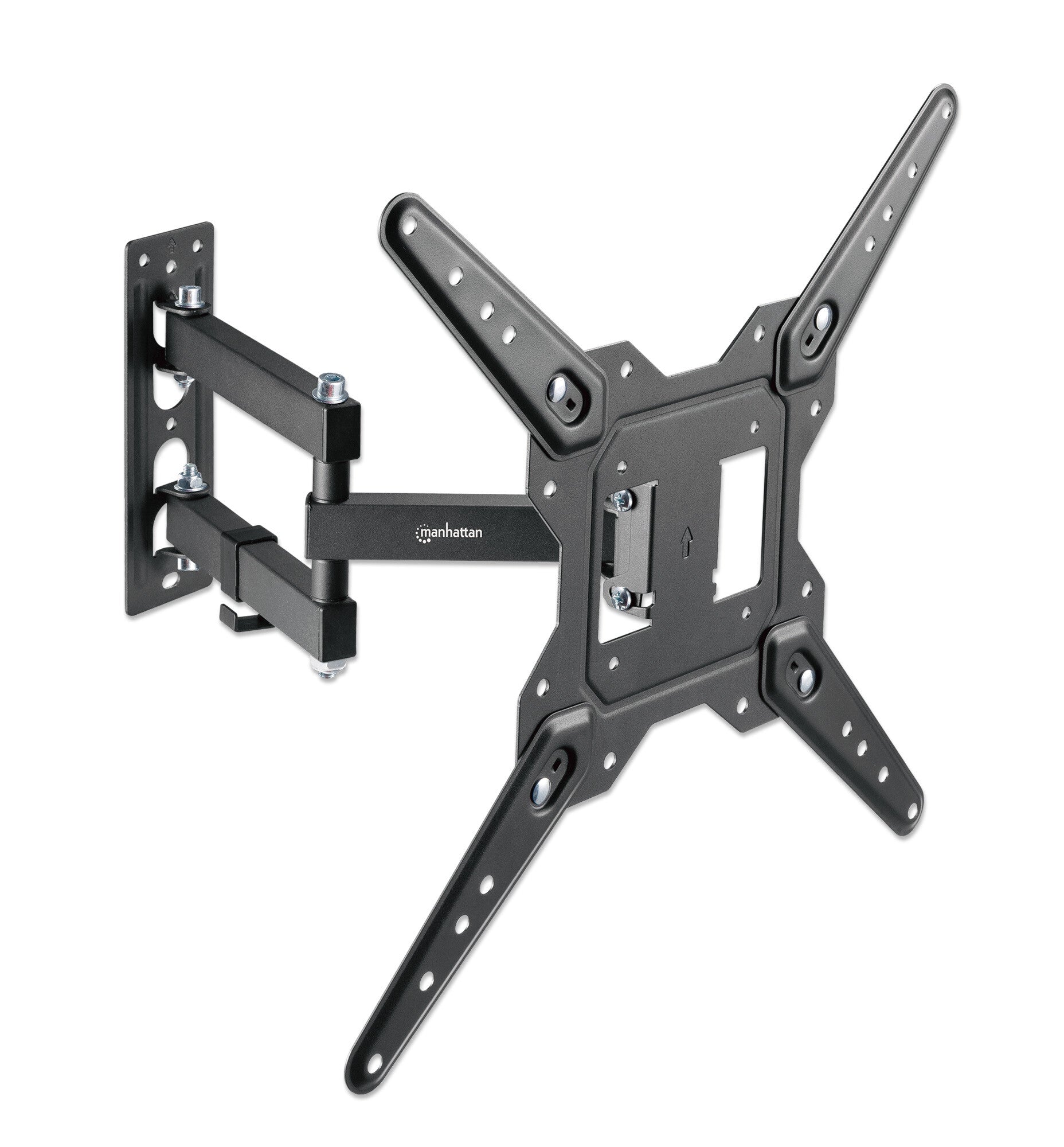 Manhattan Soporte con brazo articulado para pantalla de 23" a 55". Soporta una pantalla de 23" a 55" de hasta 30 kg (66 lbs.), +/-90° de giro, +3 a -10° de inclinación, brazo flexible que ahorra espacio, ideal para instalaciones en esquinas, negro