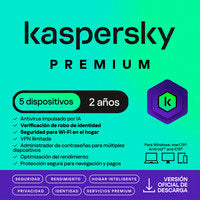 Licencia Antivirus ESD Kaspersky Premium 2 Años 5 Dispositivos 3 Cuentas KPM