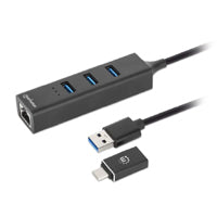 Manhattan USB A/C Network Adapter with Hub V3 Black