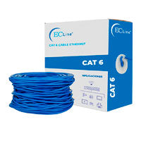 BOBINA DE CABLE DE RED EC LINE EC-NC1000-55305, AZUL, 305 MTS, CAT 6 UTP, USO INTERIOR, CUBIERTA DE PVC, 100% COBRE