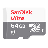 Memoria Micro SD SanDisk Ultra 64GB Micro SDXC UHS-I Clase 10 C/Adaptador Color Gris Blanco SDSQUNR-064G-GN3MA