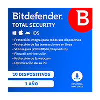 Licencia Antivirus Bitdefender ESD Total Security MD 1 Año 10 Usuarios
