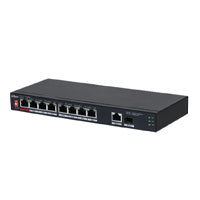 SWITCH/ DAHUA/ PFS3110-8ET1GT1GF-96 / POE DE 10 PTS/8 PTS POE 10/100/1PTO SFP DE1000 MBPS/1 PTO UPLINK DE 10/100/1000/ 96 WATTS TOTALES/ ALIMENTACION HASTA 250 MTS/SOPORTA POE WHATCHDOG/PTO ROJO SOPO