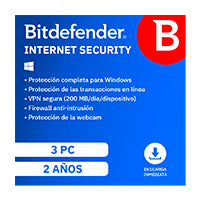 Licencia Antivirus Bitdefender ESD Internet Security 2 Años 3 Usuarios